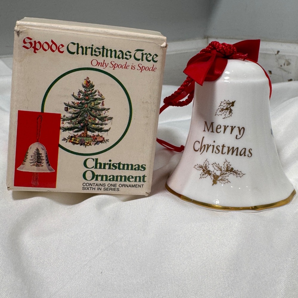 Vtg Spode Bell Ornament England Christmas Tree Sixth in Series Fine Bone China